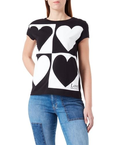 Love Moschino Boxy Fit-Maglietta a iche Corte T-Shirt - Blu