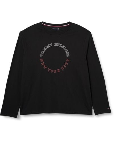 Tommy Hilfiger Bt-monotype Roundle Ls Tee-b L/s T-shirts - Black