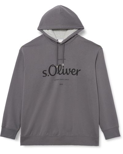 S.oliver Big Size Logo-Sweatshirt mit Kapuze Grey - Grau