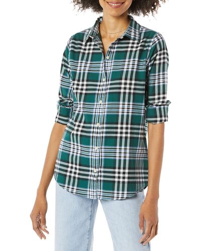 Amazon Essentials Lichtgewicht Geruite Flanellen Overhemd Met Klassieke Pasvorm En Lange Mouwen - Blauw