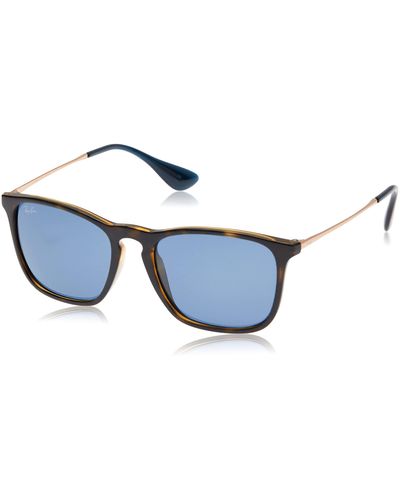 Ray-Ban Rb4187 Chris Square Sunglasses, Tortoise/blue, 54 Mm