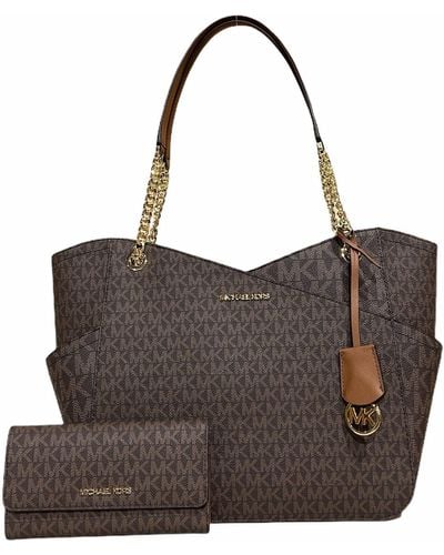 MICHAEL Michael Kors Jet Set Travel Large Chain Shoulder Tote bundled with  Michael Kors Jet Set Travel Trifold Wallet