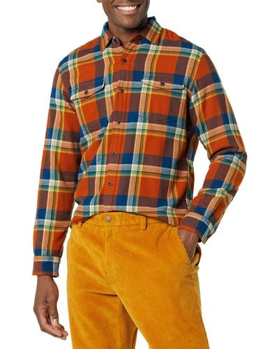 Amazon Essentials Slim-fit Long-sleeve Two-pocket Flannel Shirt - Orange
