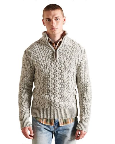 Superdry Jacob Henley Pullover Sweater - Grau