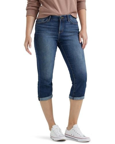 Lee Jeans Jeans Capri con 5 Tasche Flex Motion Regular Fit - Blu