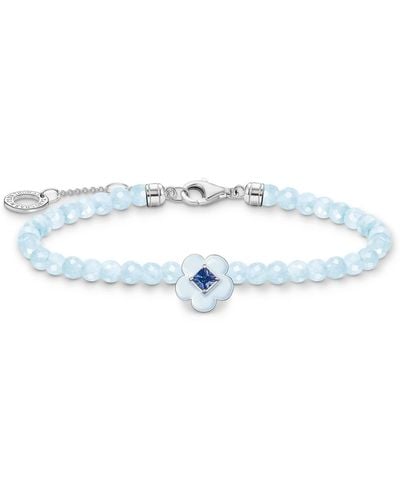 Thomas Sabo Bracelet Flower With Blue Pearls 925 Sterling Silver
