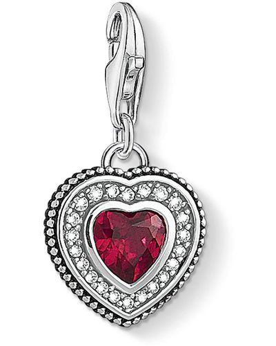 Thomas Sabo Charm Pendant Heart With Red Stone Charm Club 925 Sterling Silver 1478-640-10
