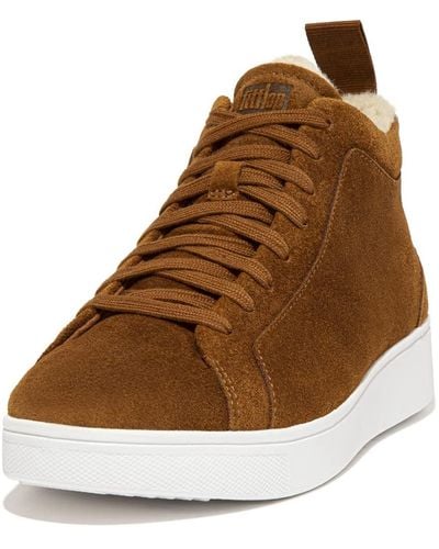 Fitflop Rally Ii Cosy Lined Suede High-top Trainers Light Tan Light Tan - Natural