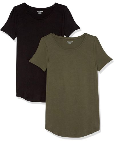 Essentials Camiseta de manga torcida con cuello redondo para mujer
