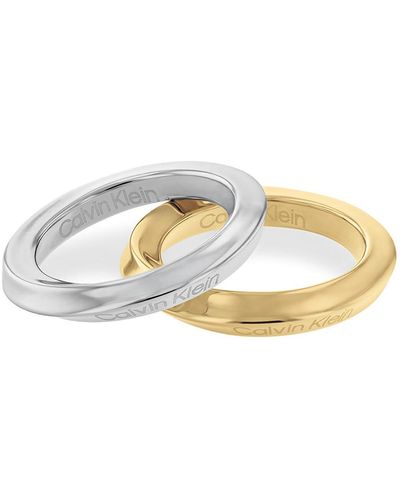 Calvin Klein Anillo para Mujer Colección TWISTED RING Oro amarillo - 35000330D - Negro