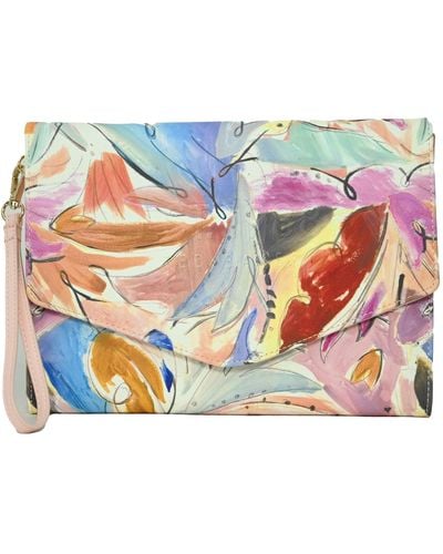 Ted Baker Arocon Art Printed Pouch Clutch Bag With Detachable Wristlet In Pale Pink - White