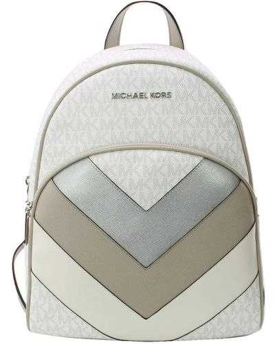Michael Kors Abbey Logo Monogram Pvc Backpack With Chevron Pattern - Grey