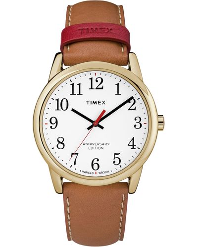 Timex Easy Reader TW2R40100 Gold Leather Quartz Fashion Watch - Mettallic