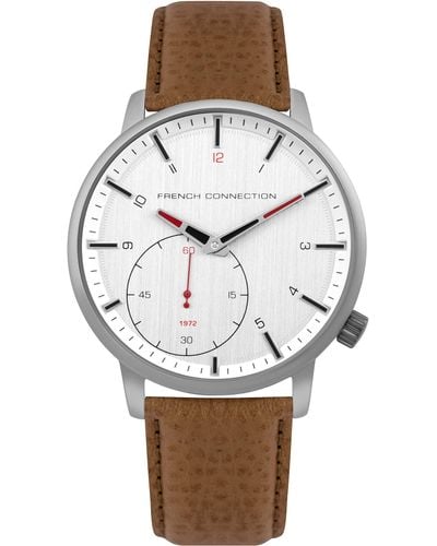 French Connection S Analogue Classic Quartz Watch With Leather Strap Fc1332t - Metallic