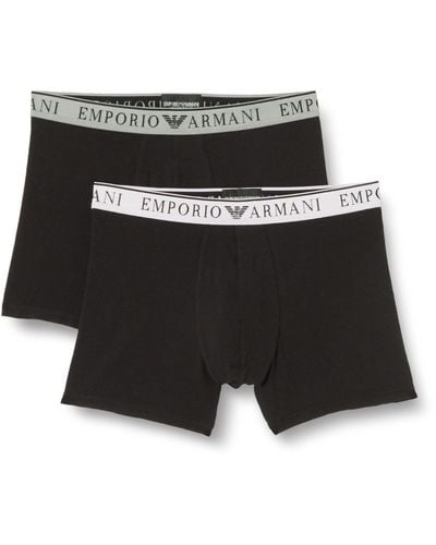 Emporio Armani Lot de 2 boxers taille moyenne en coton stretch Endurance pour homme - Noir