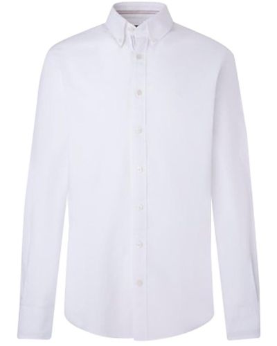 Hackett Hackett Oxford Eng Stripe Long Sleeve Shirt M - White