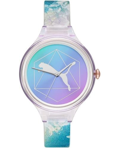 PUMA Ultrafresh Wit Biogebaseerd Kunststof Gemaakt Met Ricinusolie Horloge Met Drie Wijzers - Blauw