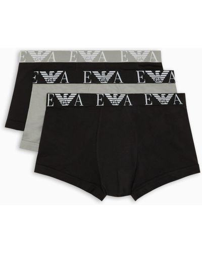 Emporio Armani Lot Composé De 3 boxers Avec Logo Monogramme Audacieux - Noir