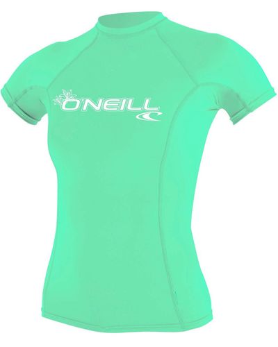 O'neill Sportswear Wetsuits Wms Basic Skins Short Sleeve Rash Guard Camicia - Verde