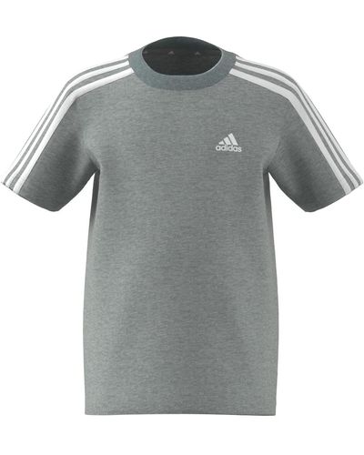 adidas Essentials 3-Stripes Cotton T-Shirt - Gris