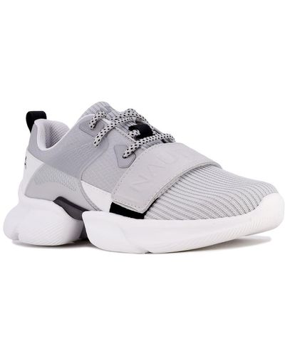Nautica Fashion Sneaker Lace-Up Jogger Running Shoe-Rasheda-Grey Black and White Size-8.5 - Blanc