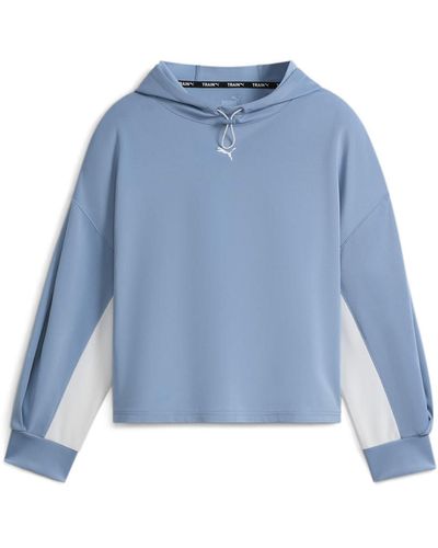 PUMA Womens Fit Double Knit Hoodie Athletic Outerwear Casual Drawstring - Blue, Blue, S