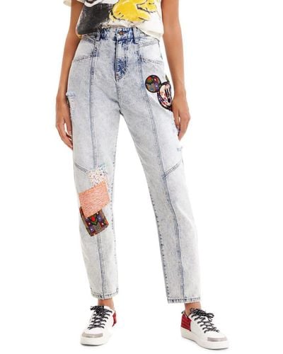 Desigual Relaxed Jeans Featuring Disney's Mickey Mouse - Blue