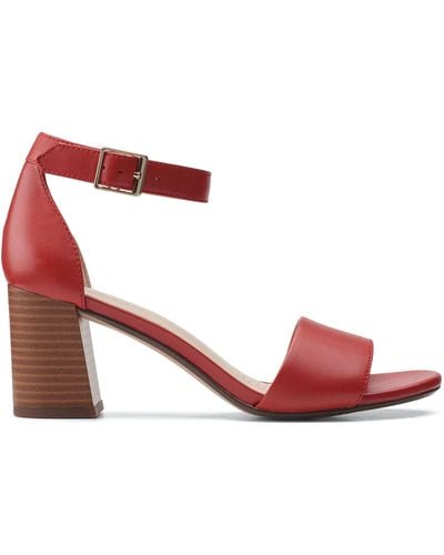 Clarks Jocelynne Cam Leather Sandals In Red Wide Fit Size 31⁄2