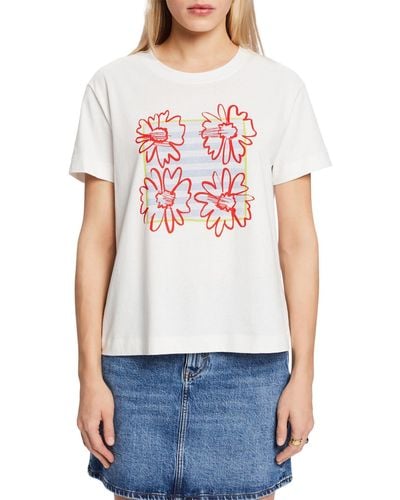 Esprit Baumwoll-T-Shirt mit Print - Weiß