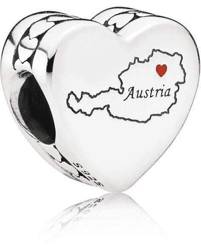 PANDORA Austria map silver charm with red enamel - Mettallic