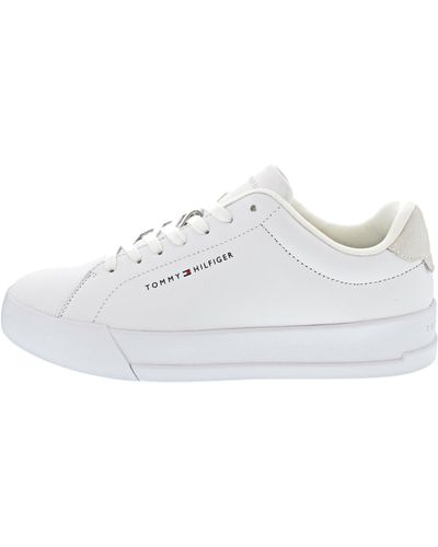 Tommy Hilfiger Fm0fm04971 Court Leather Men's Shoes Trainers - Ybs White, White, 12 Uk - Black