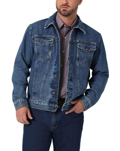 Wrangler Size Cowboy Cut Western Unlined Denim Jacket - Blue