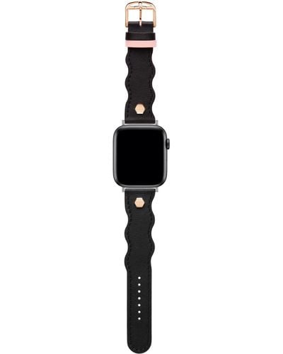 Ted Baker Black Wavy Leather Strap Pink Keeper For Apple Watch®
