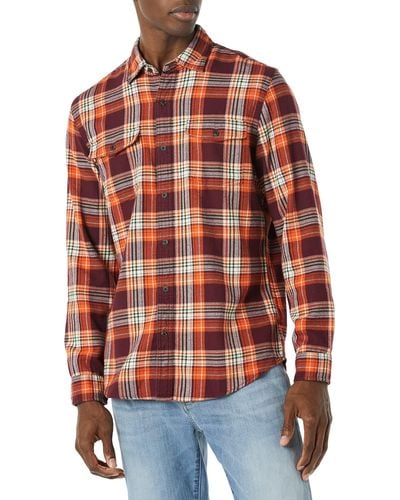 Amazon Essentials Slim-fit Long-sleeve Two-pocket Flannel Shirt - Red