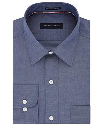 Tommy Hilfiger Non Iron Regular Fit Point Collar Dress Shirt - Blue