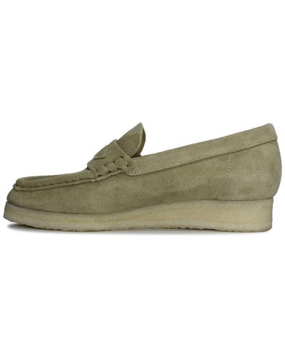Clarks Originals S Wallabee Loafer Suede Maple Shoes 5 Uk - Green