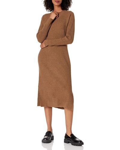 The Drop Renata Rib Slounge Midi Dress - Brown