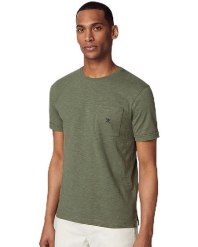 Hackett Ctn Linen Pocket Tee T-Shirt - Grün