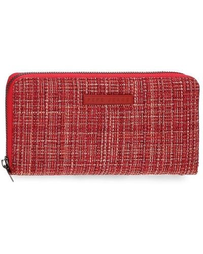 Pepe Jeans Oana Wallet With Card Holder Red 19.5x10x2 Cm Polyester With Synthetic Leather Details
