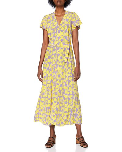 French Connection Islanna Crepe Printed Midi Drs Business Casual Dress - Yellow