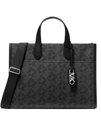 Michael Kors Michael Black Embossed Logo Gigi Large Tote Handbag
