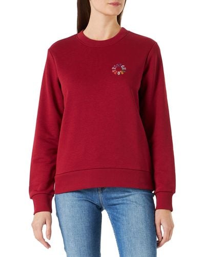 Scotch & Soda Regular Fit Crewneck Sweater with Chest Embroidery Sweatshirt - Rot