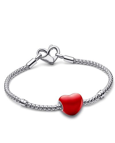 PANDORA Armband mit Charm Versteckte Botschaft Herz Geschenk-Set 68129-18 18 cm - Rot