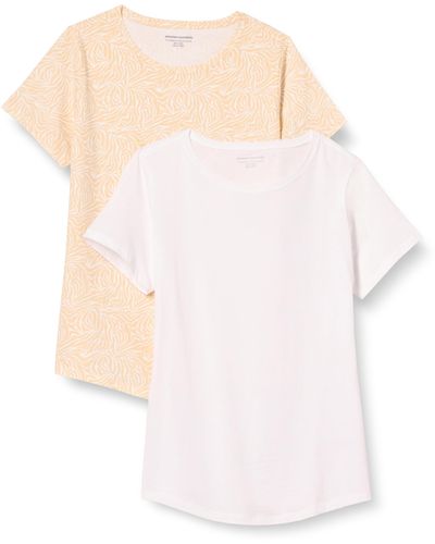 Amazon Essentials T-Shirt Girocollo A iche Corte 100% Cotone con vestibilità Classica - Bianco