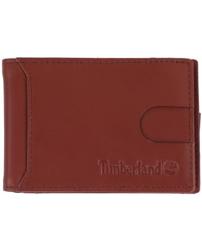Timberland Slim Leather Minimalist Front Pocket Credit Card Holder Wallet - Rosso