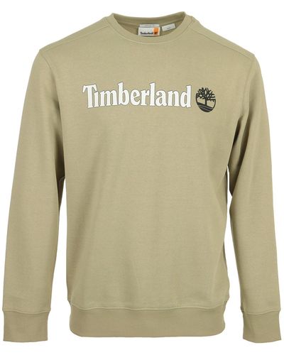 Timberland Tb0a5ujy Linear Logo Crew Sweat Top Medium Sand - Green