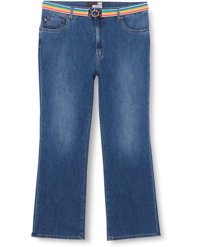Love Moschino Moschino Midi Flare in Light Linen- Blend Jeans - Blu