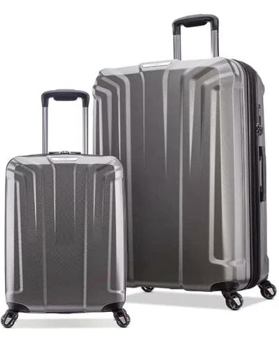 Samsonite Endure 2 Piece Hard Suitcase Set Silver Expandable - Grey