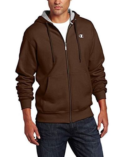 Champion Full-zip Eco Fleece Hoodie Jacket - Brown