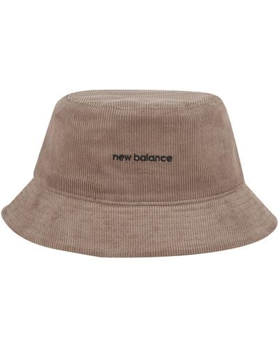 New Balance , , Washed Corduroy Bucket Hat, Stylish And Functional For Everday Wear, One Size, Mushroom - Brown